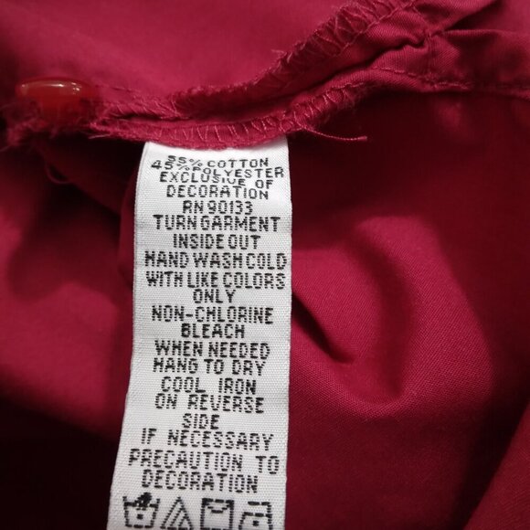 Bob Mackie | Cotton Sequin Shirt Blouse Dark Red Button Front | Size L - Picture 9 of 9